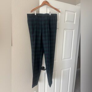 Paul Fredrick Men's Black and Blue Dress Pants